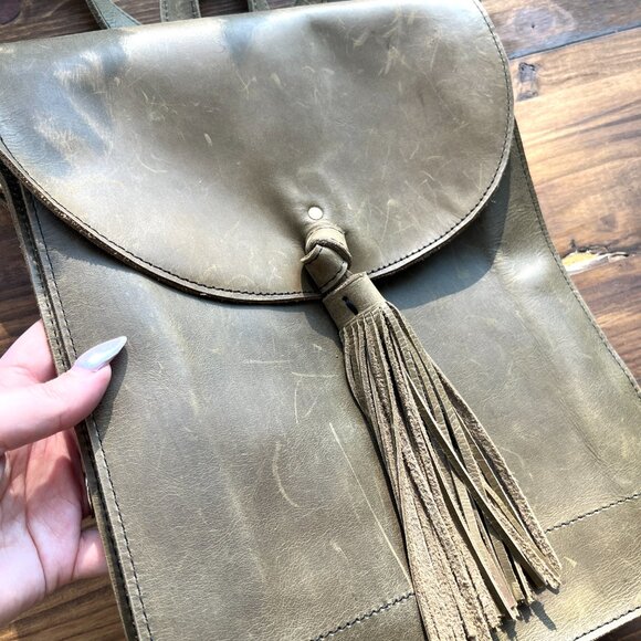 Raven Lily Backpack Purse Emerson Green Leather Tassle Fold Over Large Magnolia main image 6